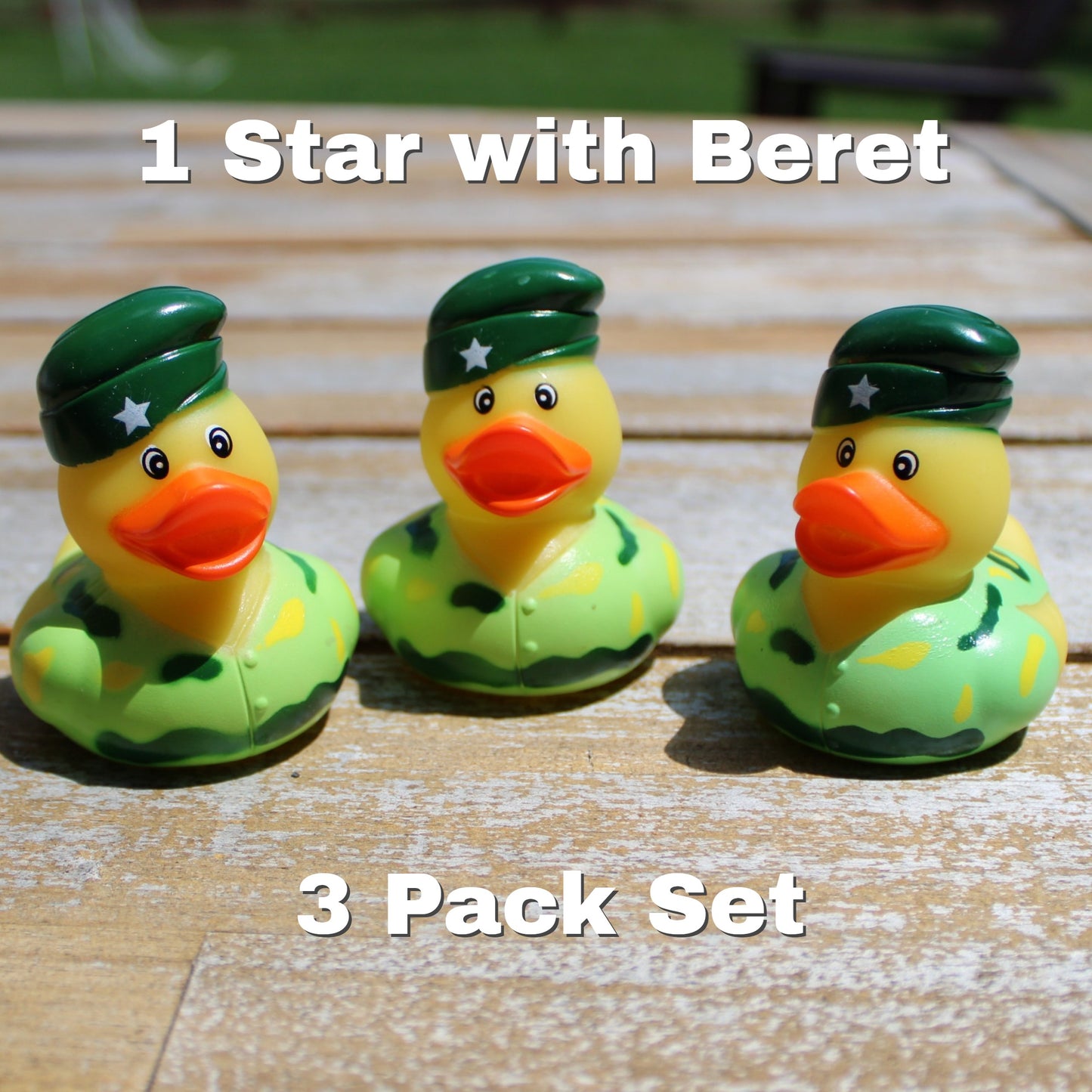 One-Star General Rubber Ducks with Berets Trio