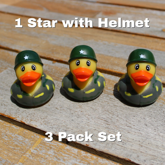 One-Star General Rubber Ducks with Helmets Trio