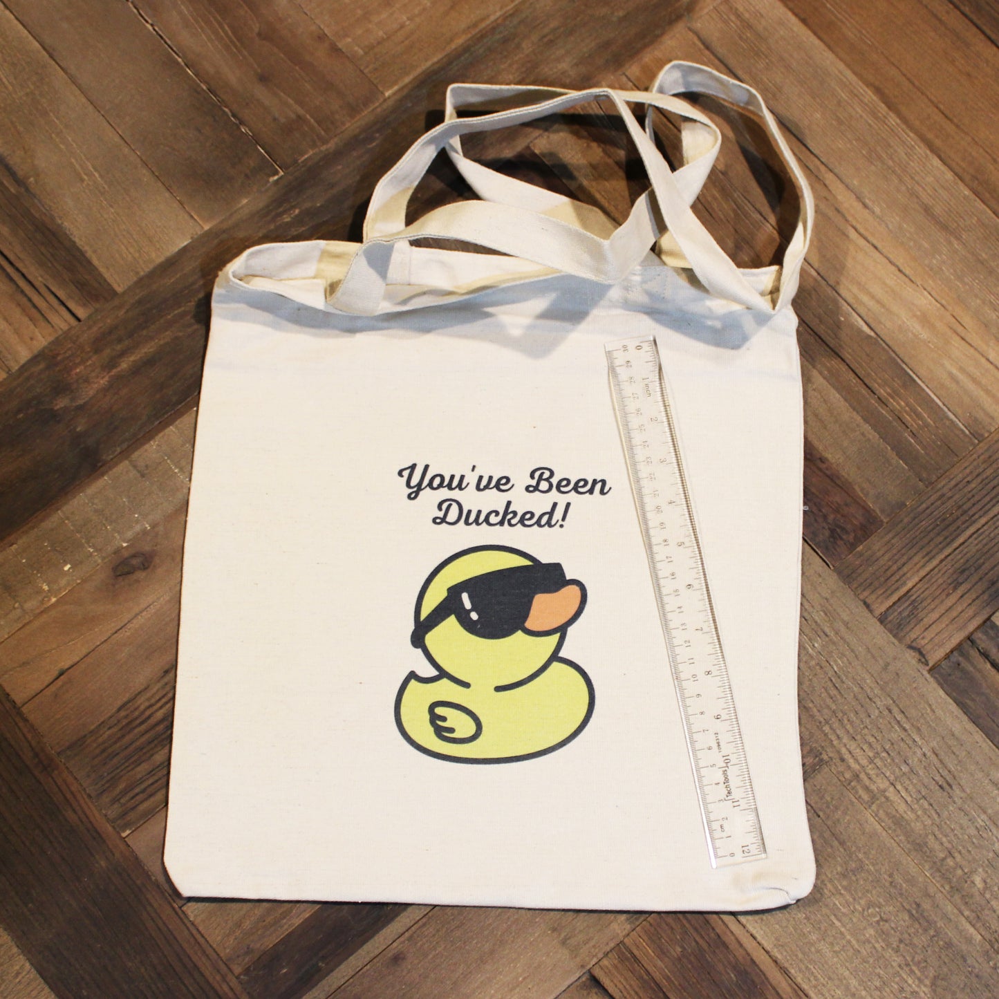 Stylish 'You've Been Ducked' Large Canvas Tote Bag (Tote Only)