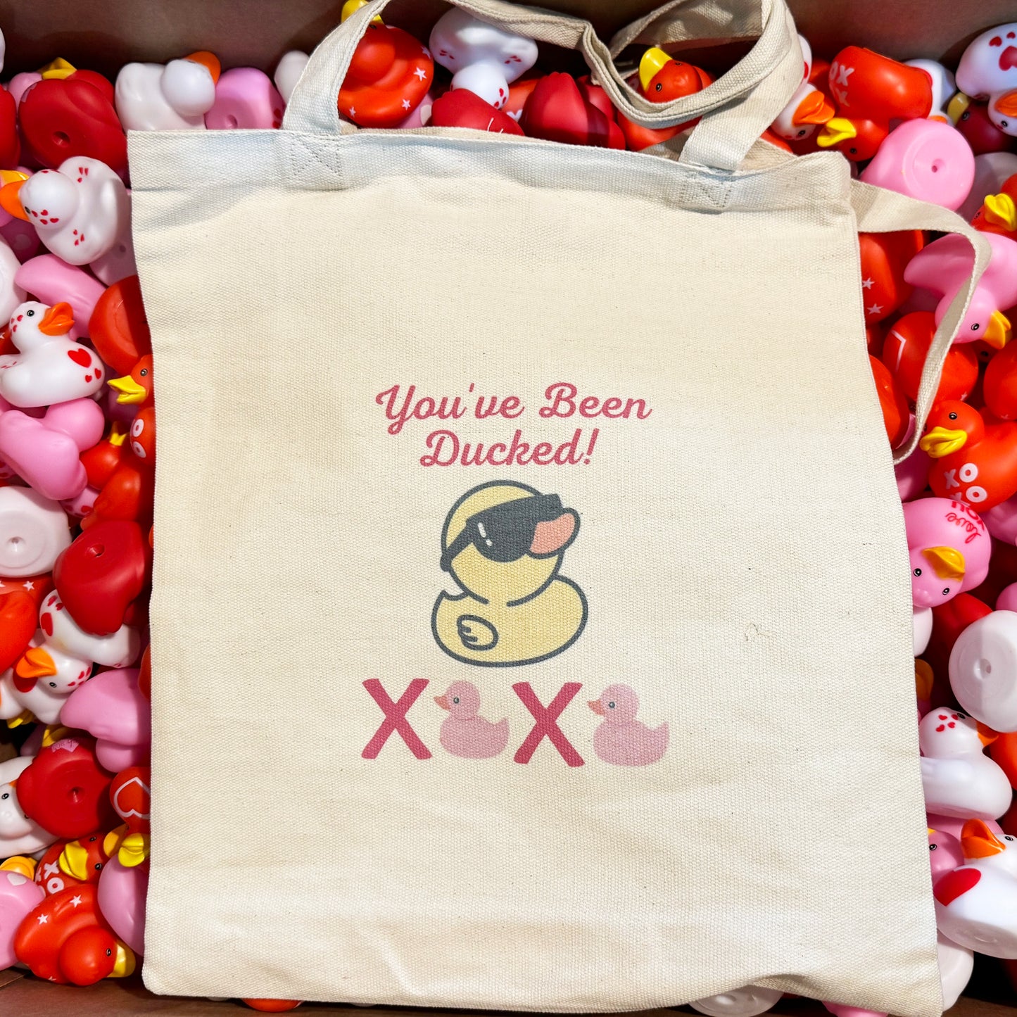 Large Valentines Day Tote Bag of 25 Ducks