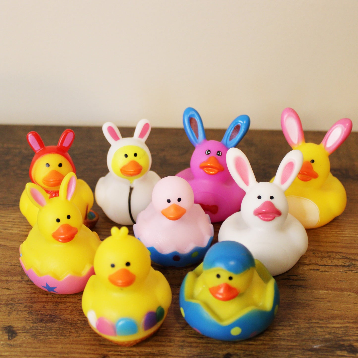 Large Tote of 18 Easter Rubber Ducks