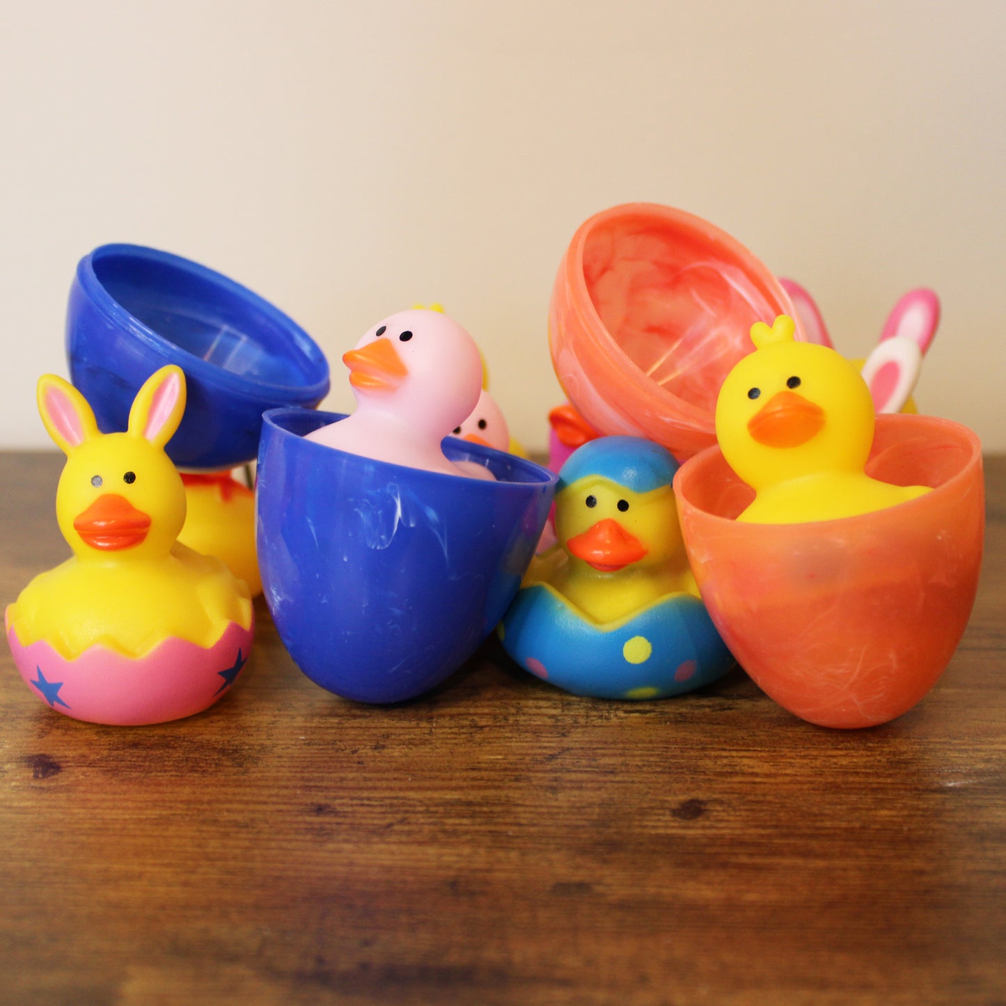 Easter Ducks with Plastic Eggs - Set of 18